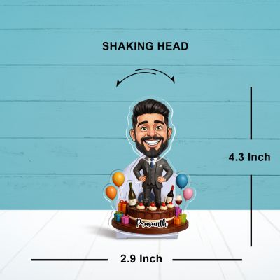 Personalized Birthday Boy Bobblehead Caricature Tabletop with Battery Powered Shaking Head Gift for Husband, Father, Brother, or Boyfriend Decorative Desk Accessory
